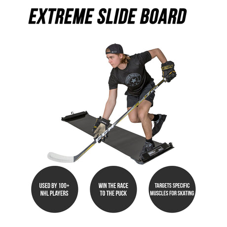 Young hockey player training defensive skating and positioning off-ice
